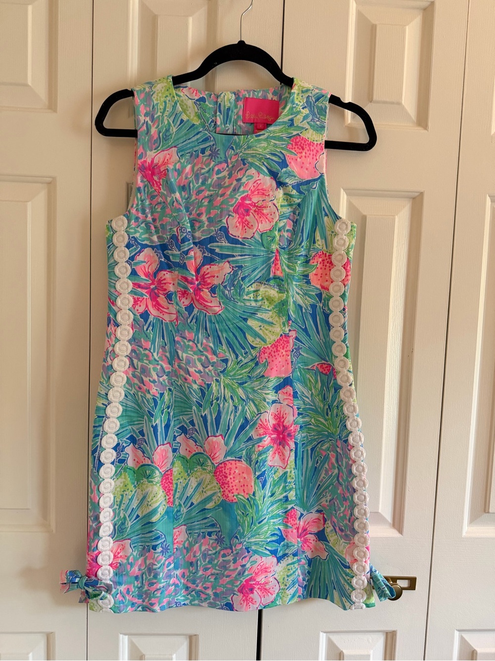 Lilly Pulitzer Pink and Blue Tropical Floral Shift Dress